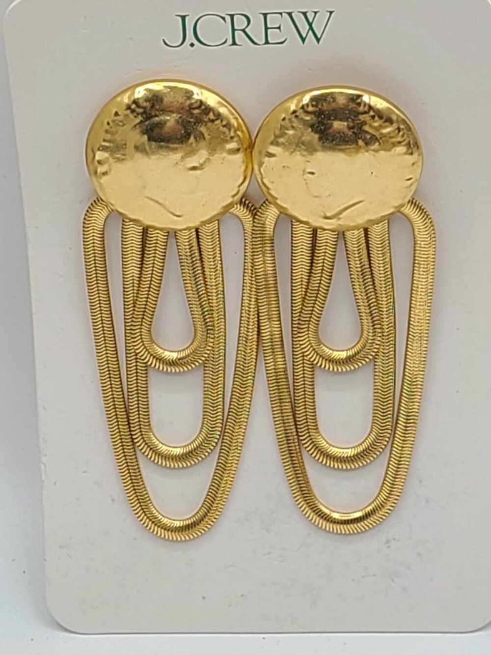J Crew Gold tone Coin Drop Earrings NWT